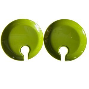2 Allen+Roth Green Appetizer Plates With Wine Holder